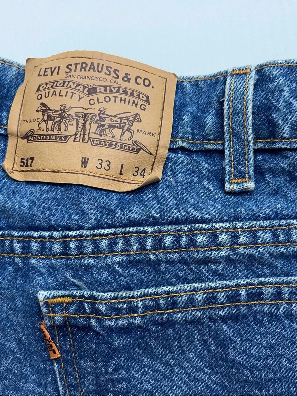 Vintage Levi’s Orange Tab Jeans Mens Size 33x34 517 Bootcut 90s Made in USA